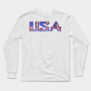 USA Letters American Flag 4th July Independence Day Long Sleeve T-Shirt